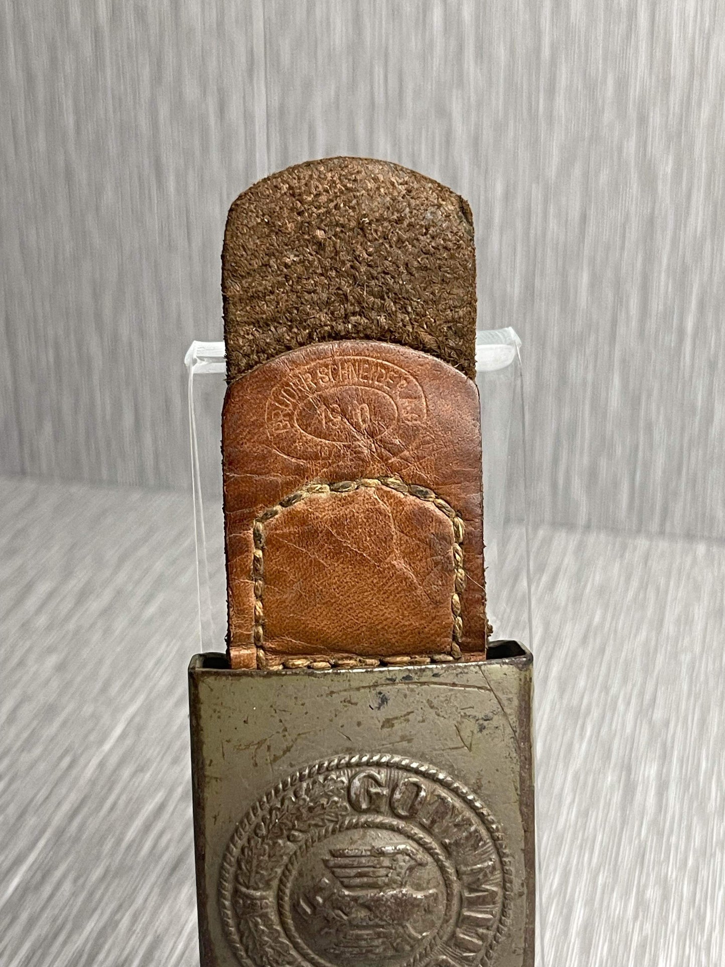 GERMAN WW2 HEER PAINTED STEEL BELT BUCKLE BY GEBBRÜDER SCHNEIDER, WIEN 1940
