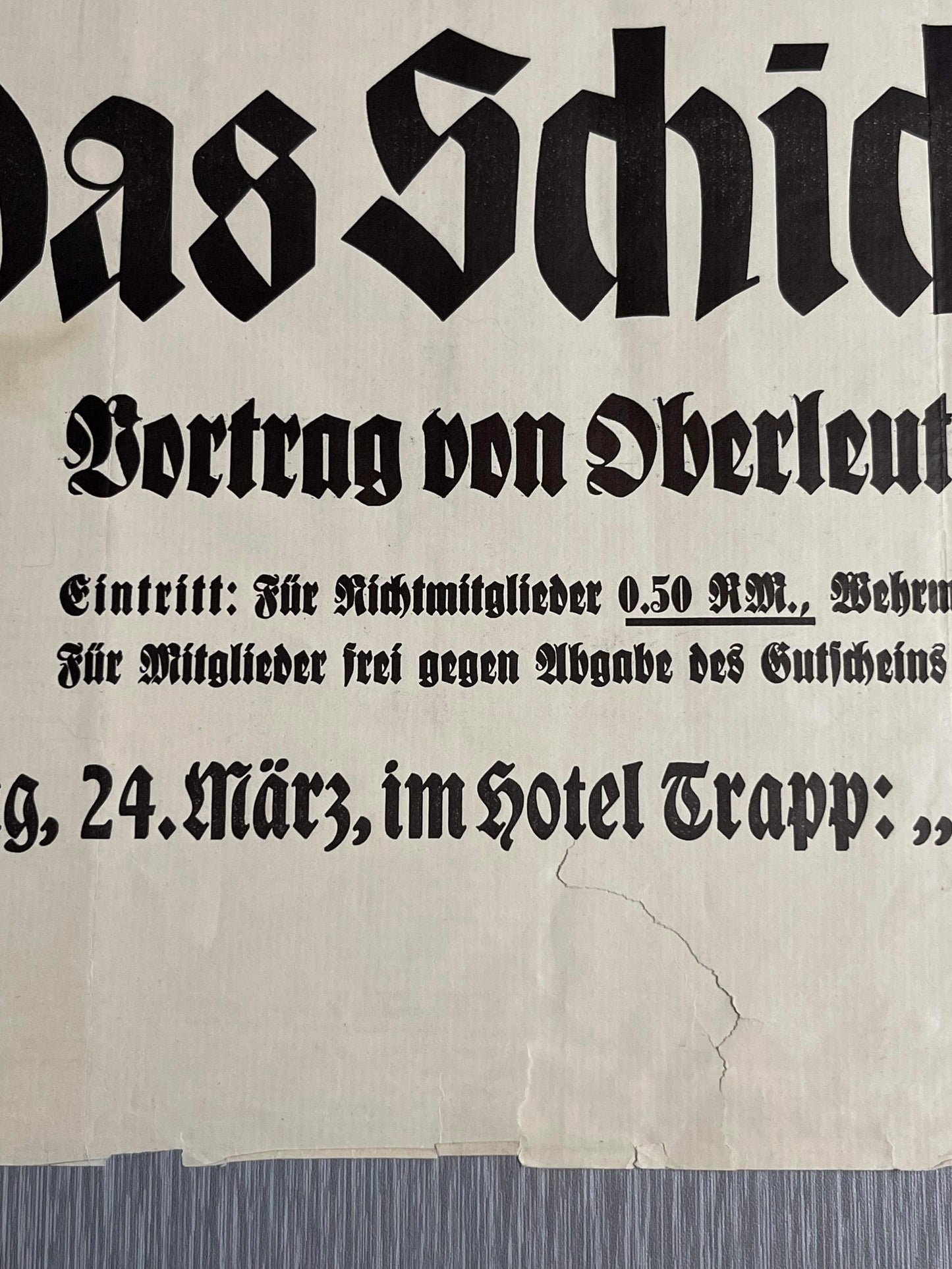 GERMAN WW2 1941 KDF NS COMMUNITY 'NATIONAL EDUCATION CENTER' POSTER ADVERTISING LECTURE & COMEDY SHOW AT CASINO HOTEL TRAPP