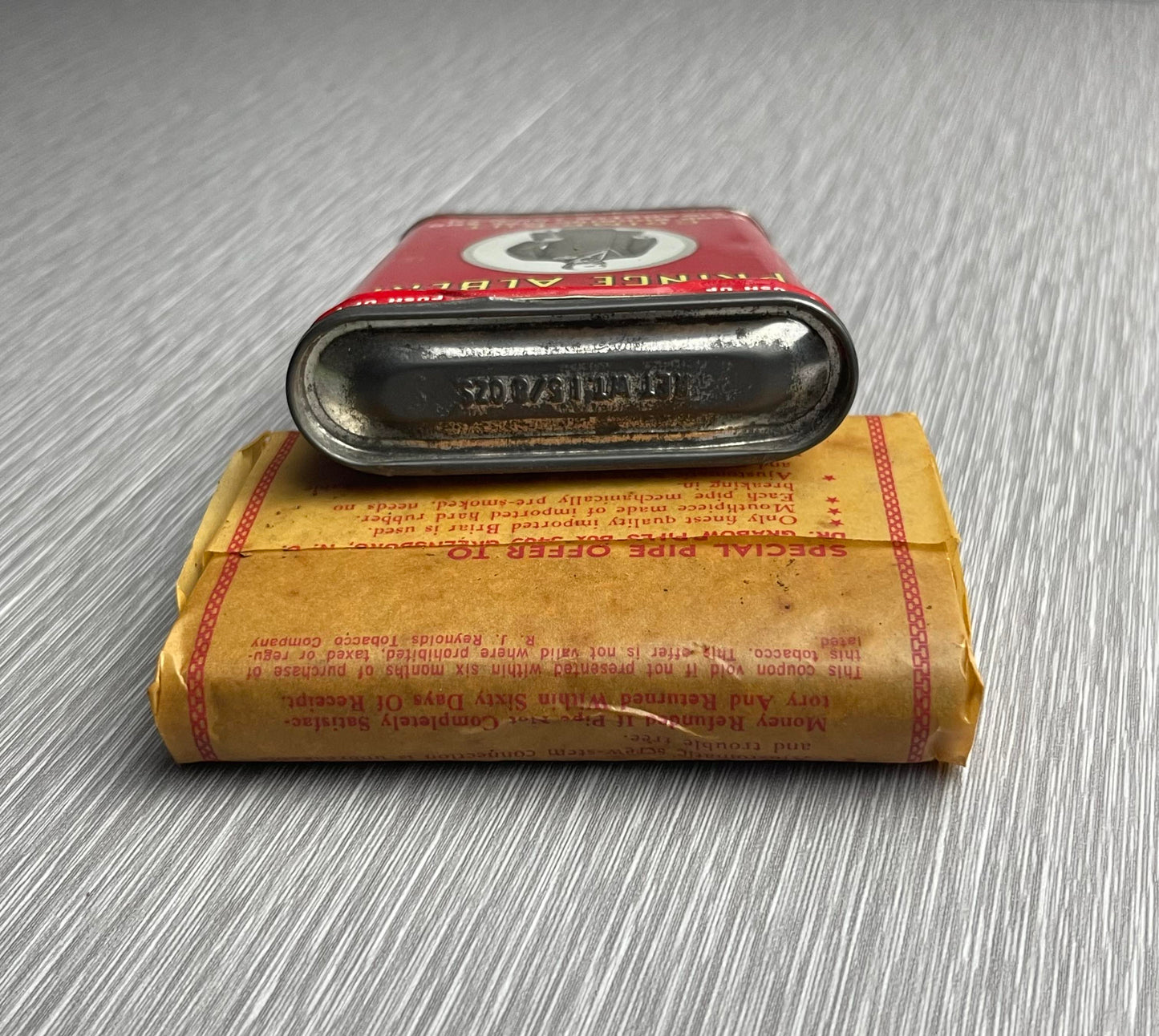 PRINCE ALBERT CRIMP CUT LONG BURNING PIPE & CIGARETTE TOBACCO IN ORIGINAL TIN MID 20TH CENTURY