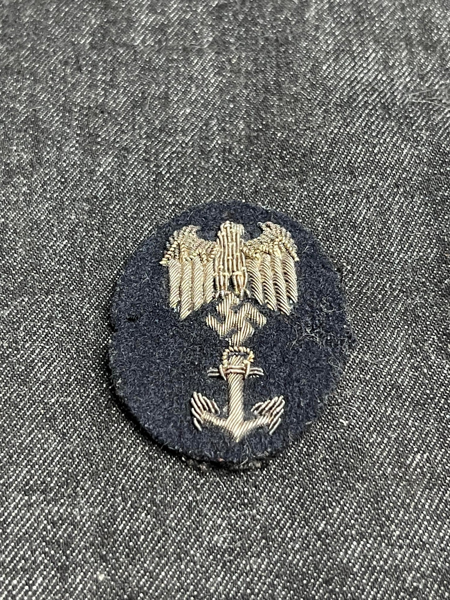 RARE GERMAN WW2 KRIEGSMARINE BEAMTE SHIP PILOT SLEEVE BADGE IN BULLION