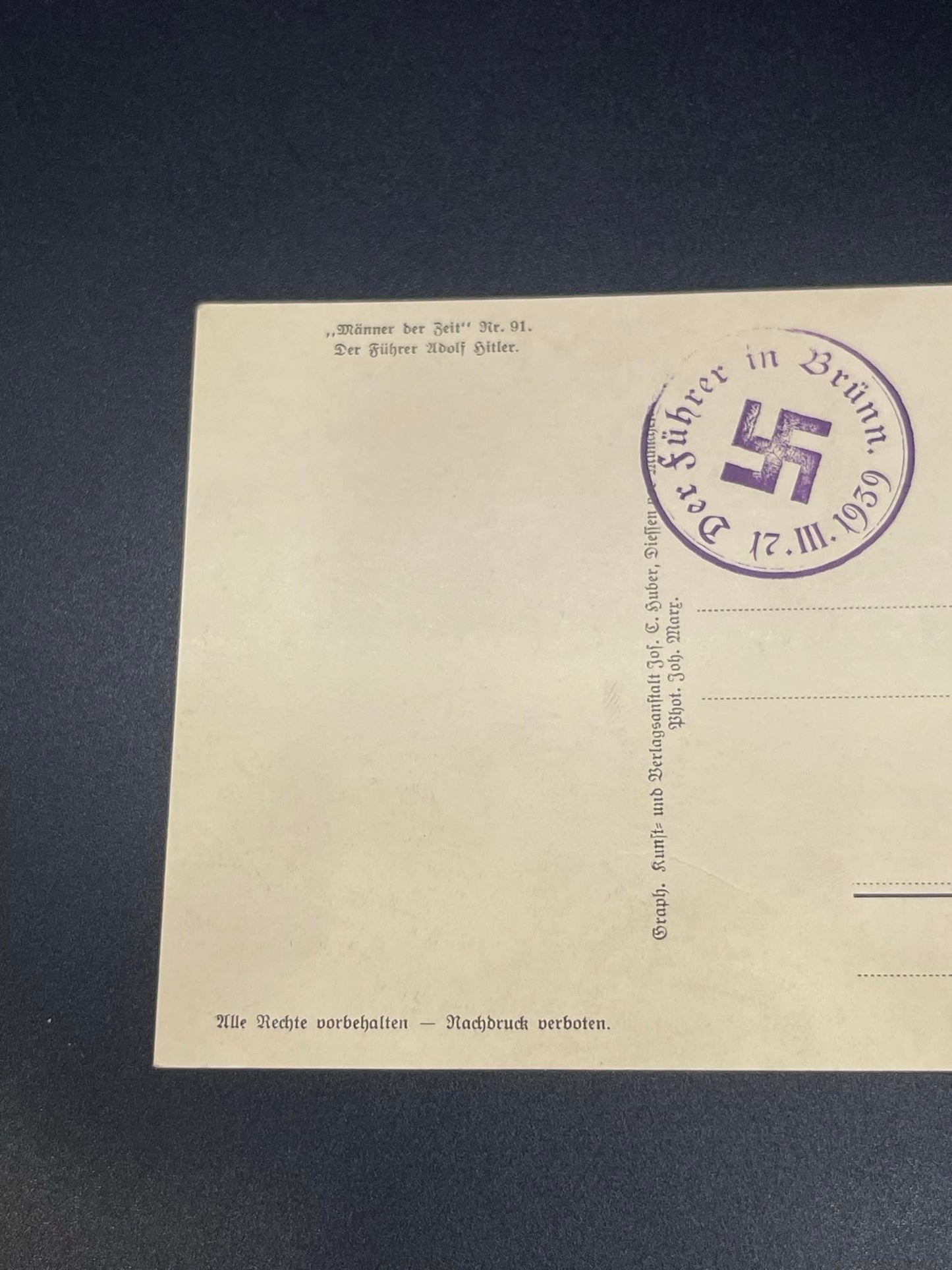 GERMAN WW2 ADOLF HITLER CZECHOSLOVAKIA POSTCARD
