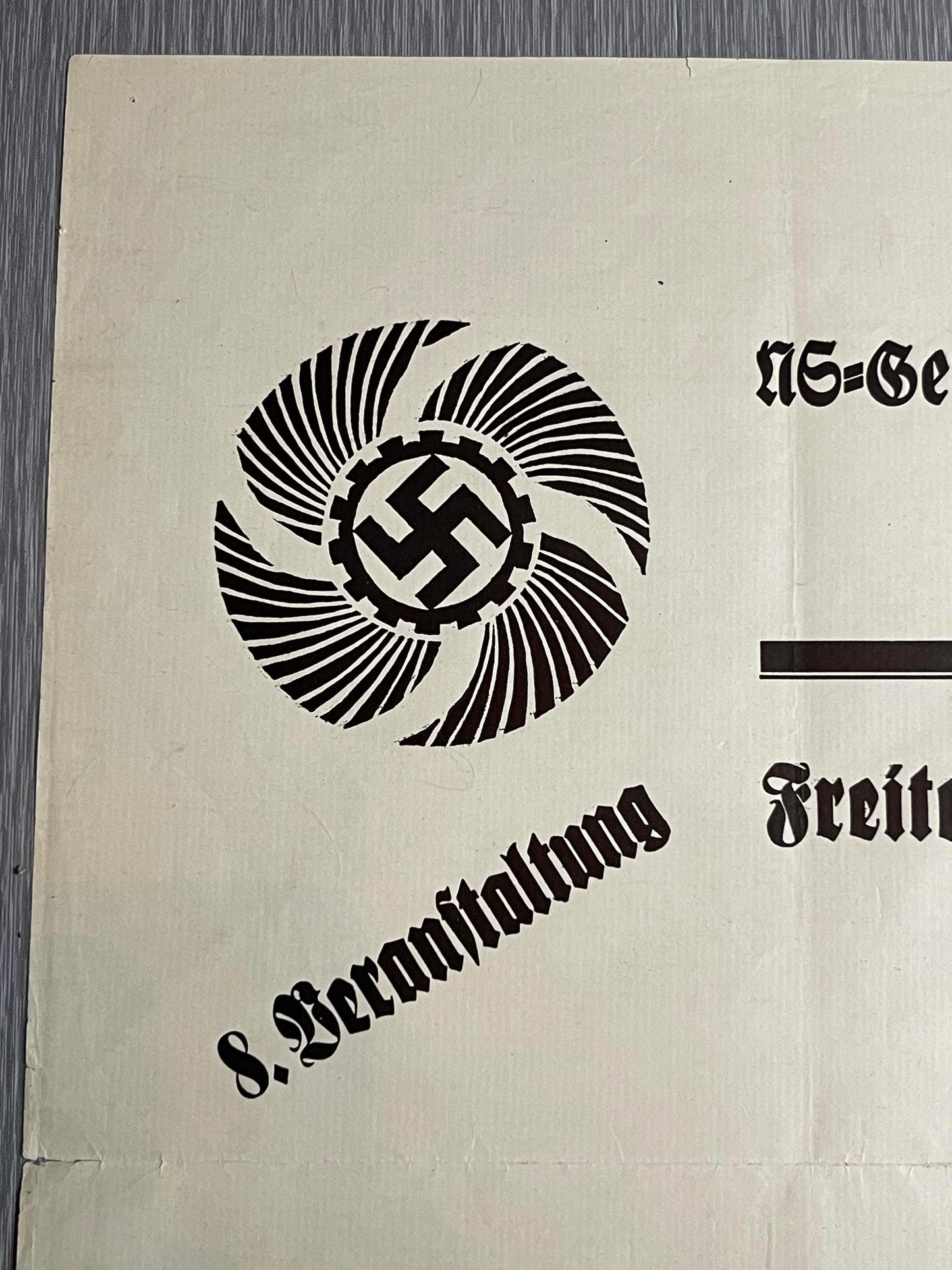 GERMAN WW2 1941 KDF NS COMMUNITY 'NATIONAL EDUCATION CENTER' POSTER ADVERTISING LECTURE & COMEDY SHOW AT CASINO HOTEL TRAPP