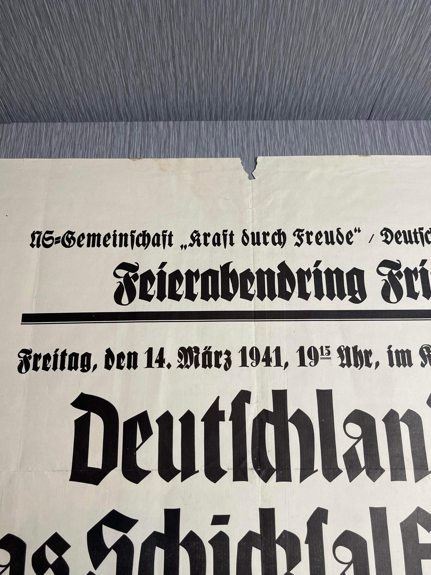 GERMAN WW2 1941 KDF NS COMMUNITY 'NATIONAL EDUCATION CENTER' POSTER ADVERTISING LECTURE & COMEDY SHOW AT CASINO HOTEL TRAPP