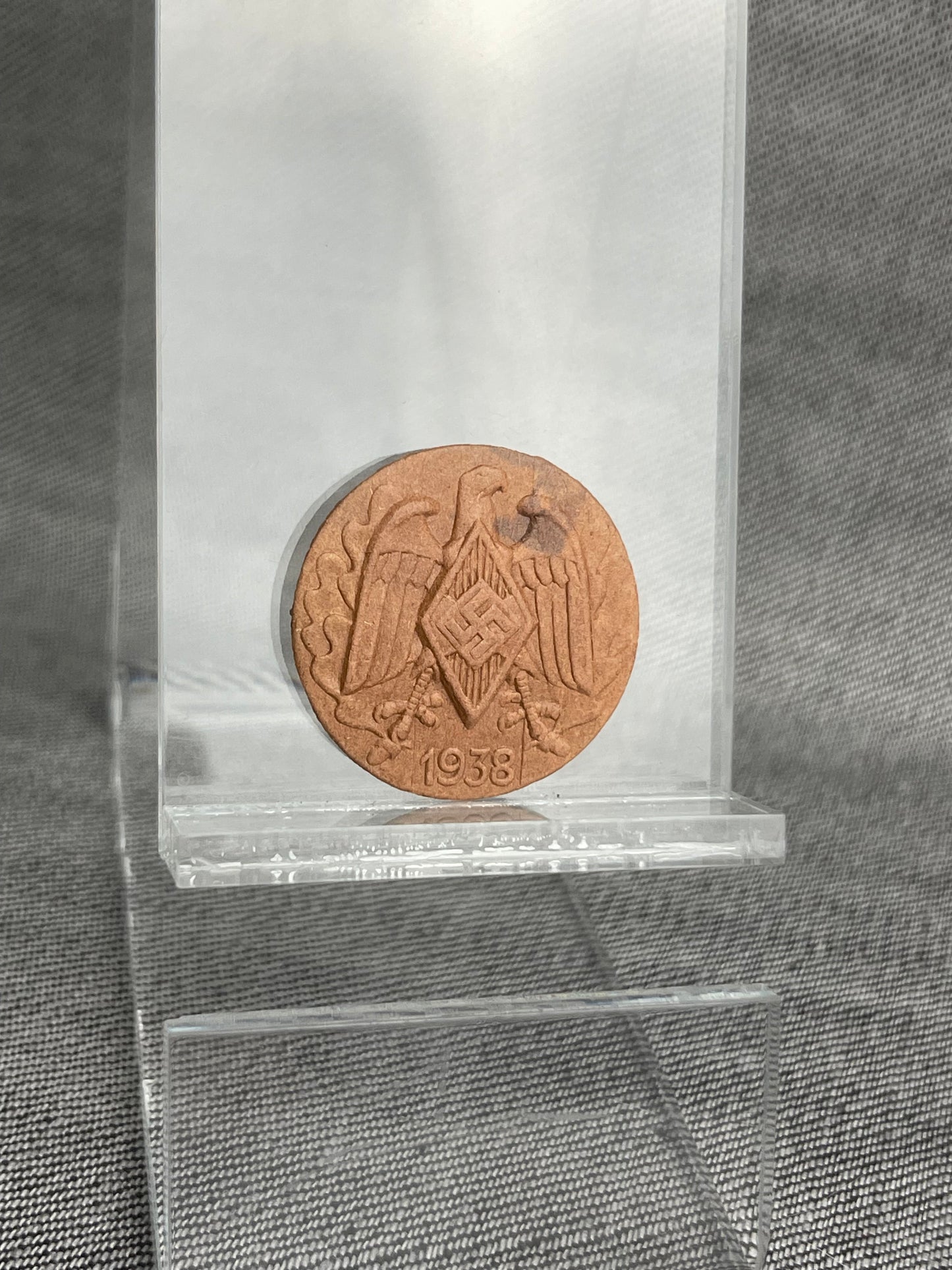 GERMAN WW2 1938 HITLER JUGEND RALLY PRESSED PAPER TINNIE MAKER MARKED