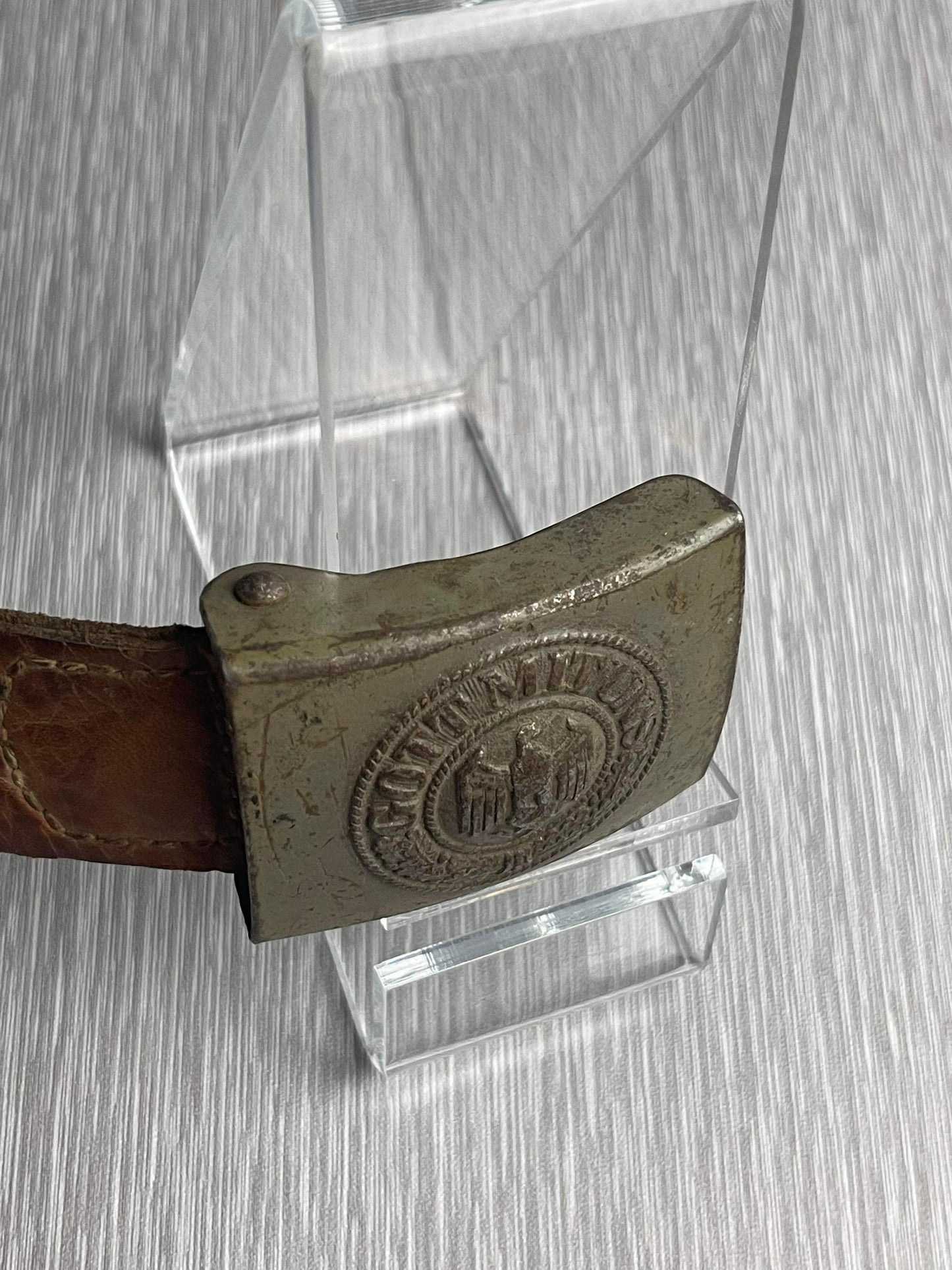 GERMAN WW2 HEER PAINTED STEEL BELT BUCKLE BY GEBBRÜDER SCHNEIDER, WIEN 1940