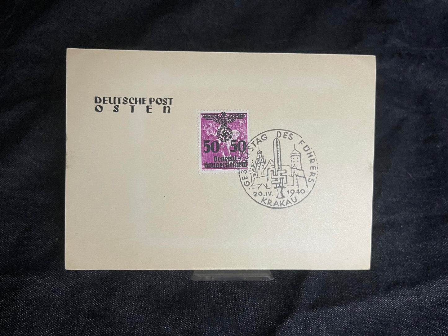 GERMAN WW2 OCCUPIED POLAND KRAKAU 1940 POSTCARD ADOLF HITLER BIRTHDAY CELEBRATION