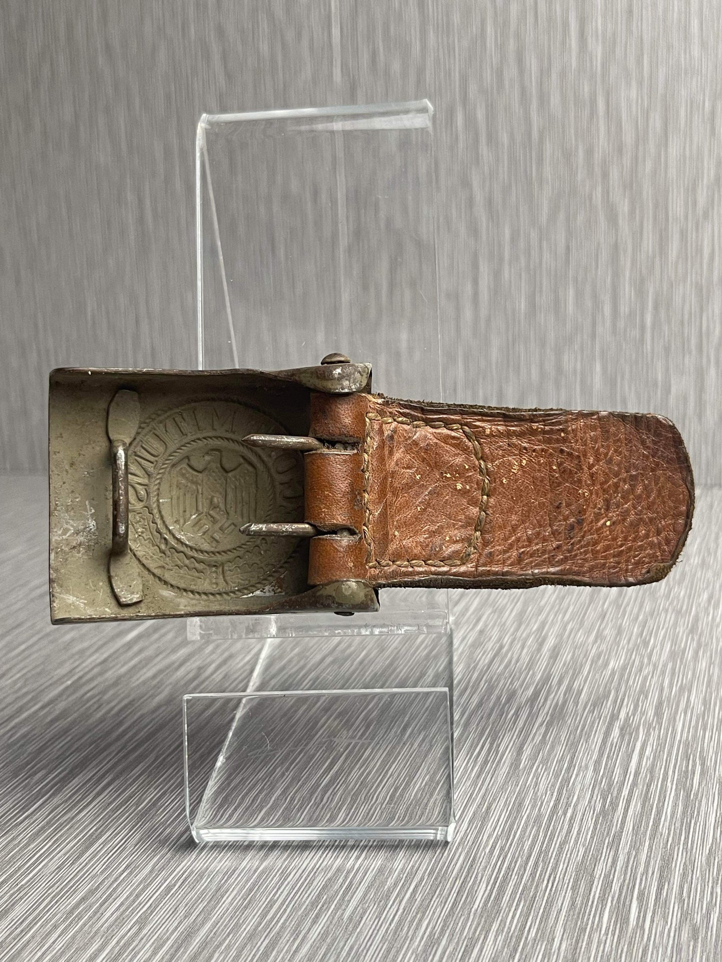 GERMAN WW2 HEER PAINTED STEEL BELT BUCKLE BY GEBBRÜDER SCHNEIDER, WIEN 1940