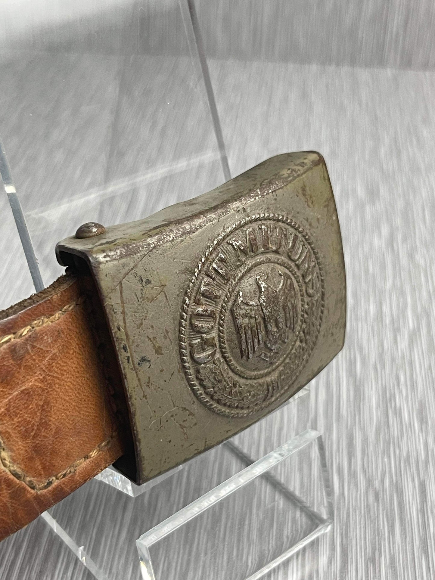 GERMAN WW2 HEER PAINTED STEEL BELT BUCKLE BY GEBBRÜDER SCHNEIDER, WIEN 1940