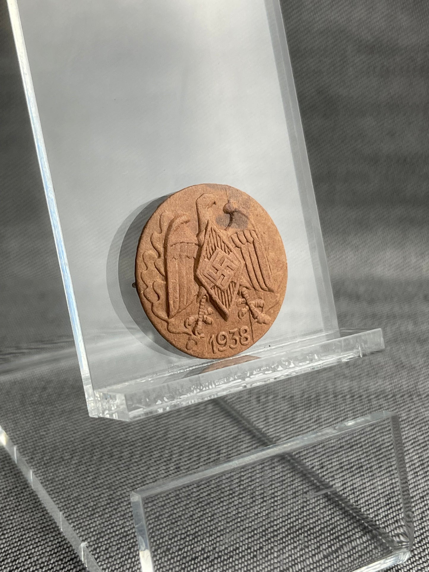 GERMAN WW2 1938 HITLER JUGEND RALLY PRESSED PAPER TINNIE MAKER MARKED