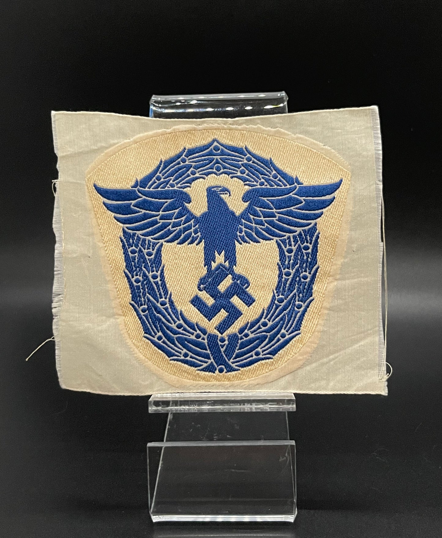 GERMAN WW2 WASSERSCHUTZPOLIZEI ‘WATER POLICE’ 1ST PATTERN BEVO SPORTS SHIRT BREAST CLOTH INSIGNIA