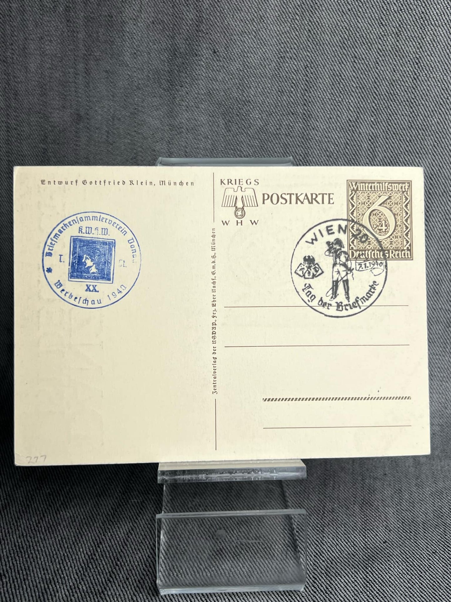 GERMAN WW2 DANZIG IST DEUTSCH KRIEGS W.H.W. POSTCARD W/ STAMPS