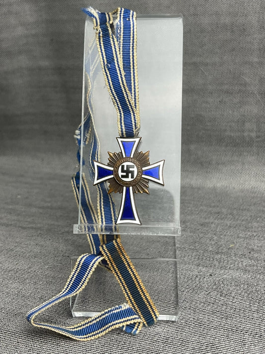 GERMAN WW2 1938 MOTHER CROSS IN BRONZE GRADE W/ FULL RIBBON