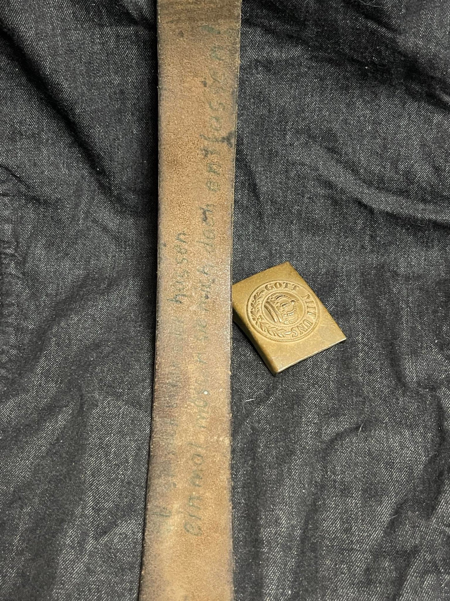 GERMAN WW1 IMPERIAL GERMAN BELT & BUCKLE NAMED W/ SOLDIERS BATTLE POEM