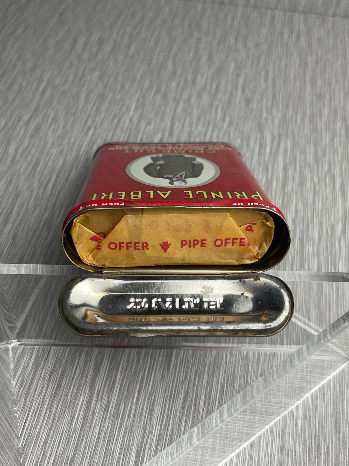 PRINCE ALBERT CRIMP CUT LONG BURNING PIPE & CIGARETTE TOBACCO IN ORIGINAL TIN MID 20TH CENTURY
