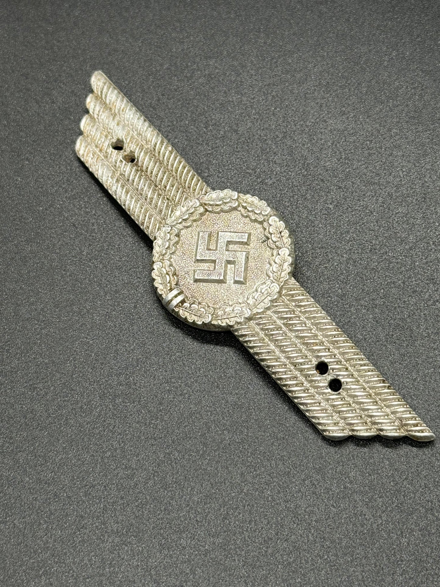 GERMAN WW2 LUFTWAFFE CIVILIAN FIRE BRIGADE EM/NCO SEW-ON VISOR CAP INSIGNIA