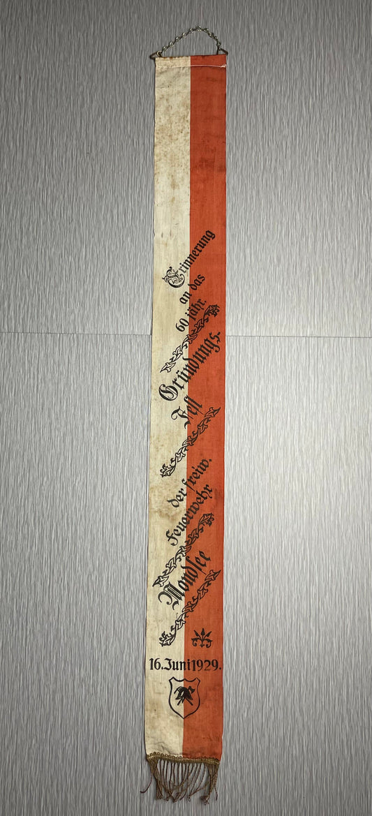 GERMAN WW2 MONDSEE VOLUNTEER FIRE DEPARTMENT 60TH ANNIVERSARY 1929 FLAG/BANNER