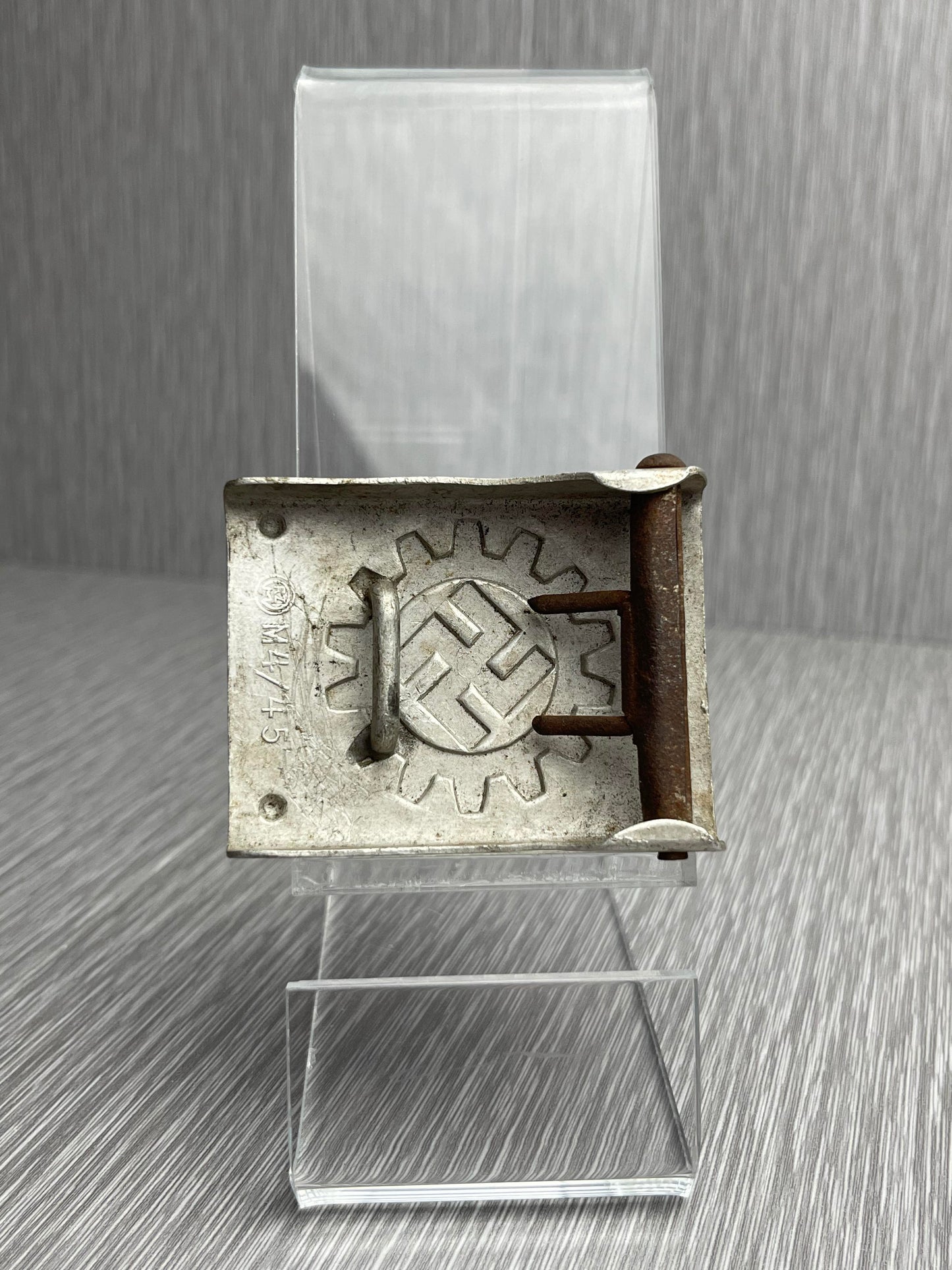 GERMAN WW2 DAF 'DEUTSCHE ARBEITSFRONT' FIELD GREEN PAINTED BUCKLE RZM M4/45