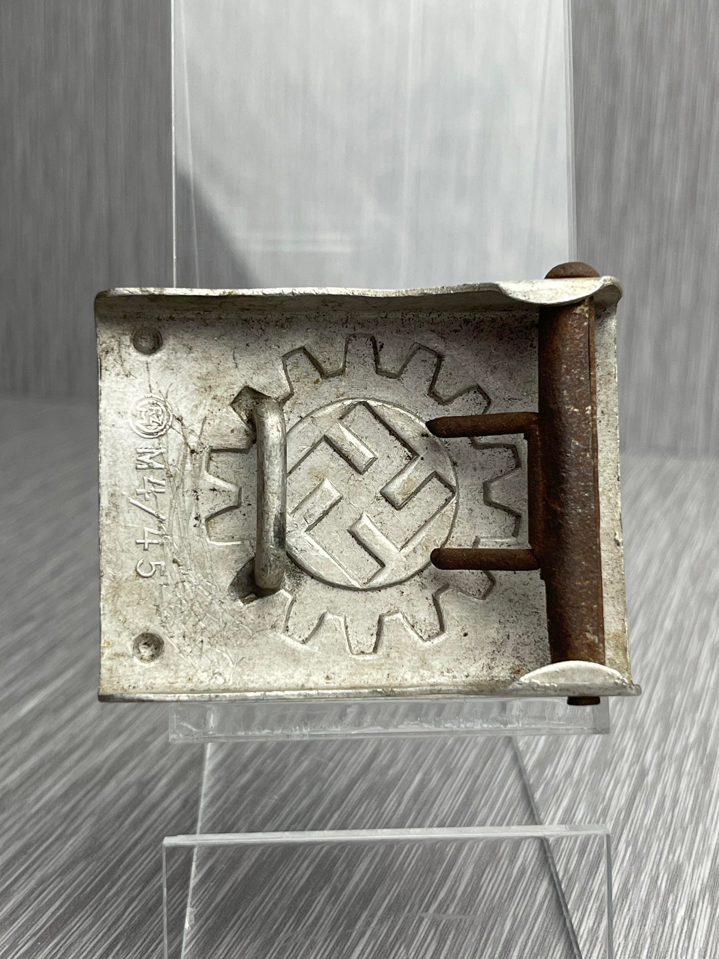 GERMAN WW2 DAF 'DEUTSCHE ARBEITSFRONT' FIELD GREEN PAINTED BUCKLE RZM M4/45