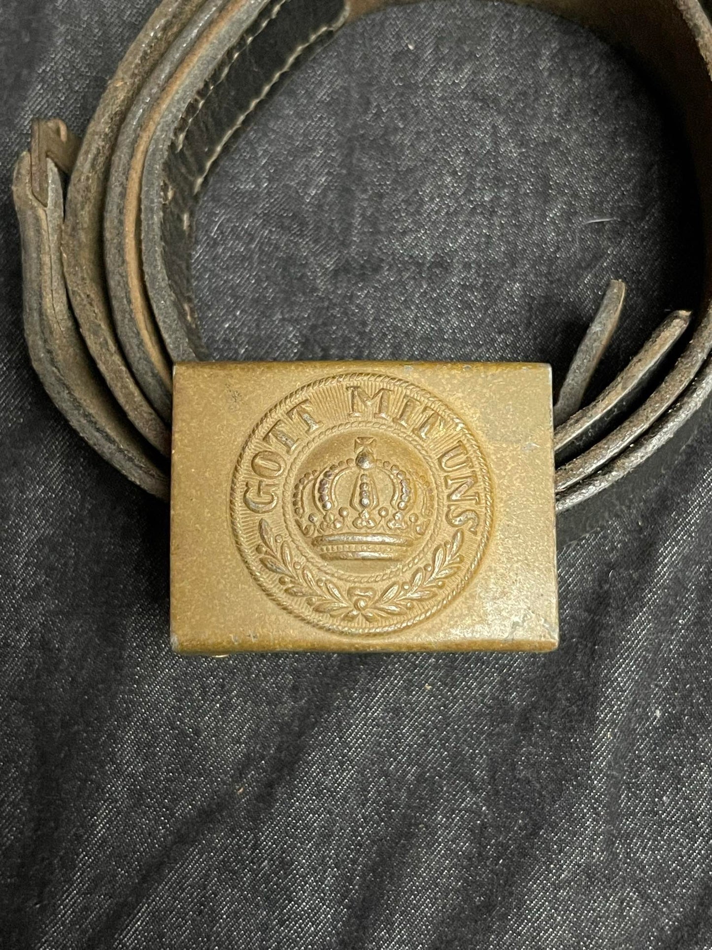 GERMAN WW1 IMPERIAL GERMAN BELT & BUCKLE NAMED W/ SOLDIERS BATTLE POEM