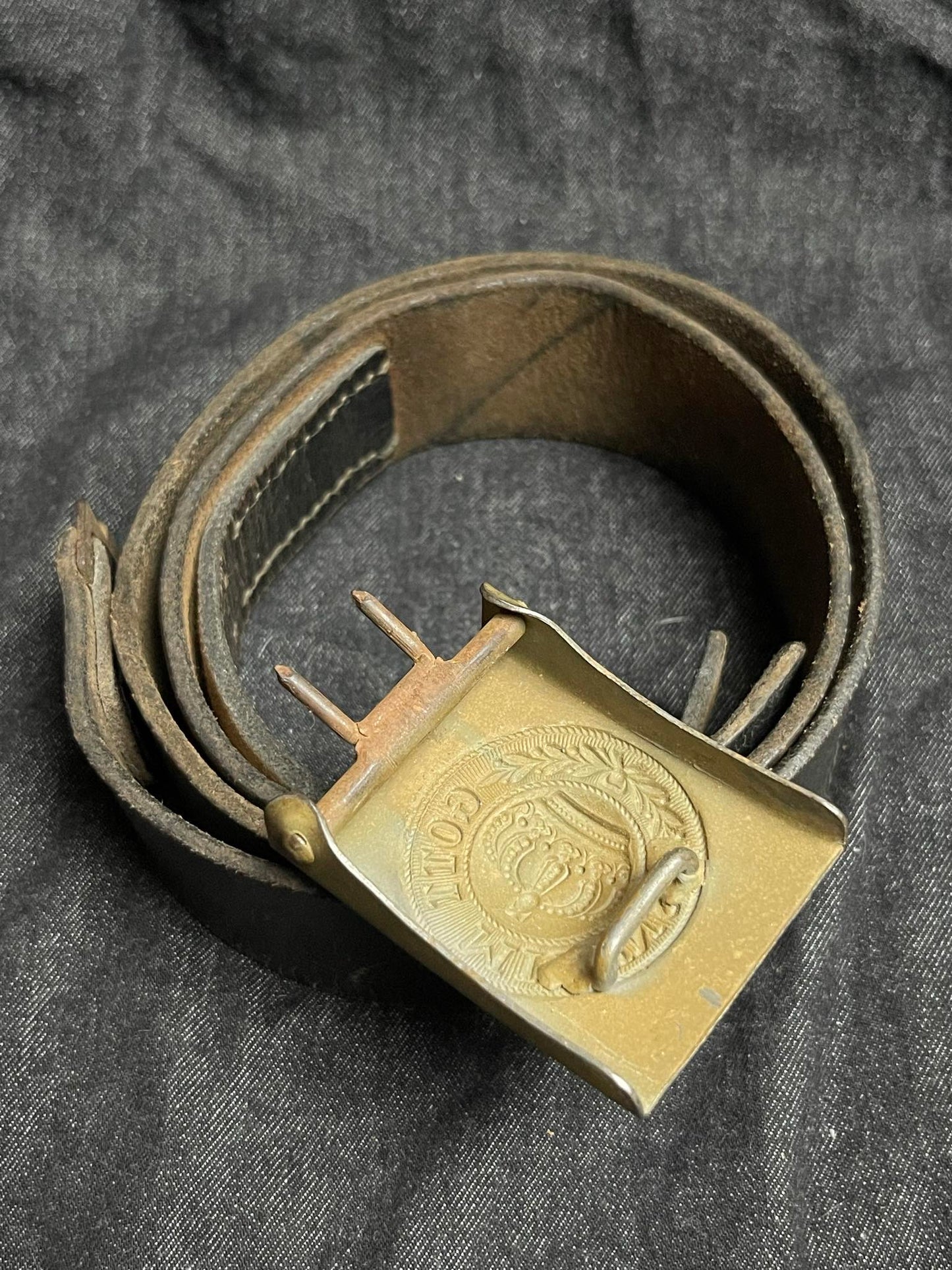 GERMAN WW1 IMPERIAL GERMAN BELT & BUCKLE NAMED W/ SOLDIERS BATTLE POEM