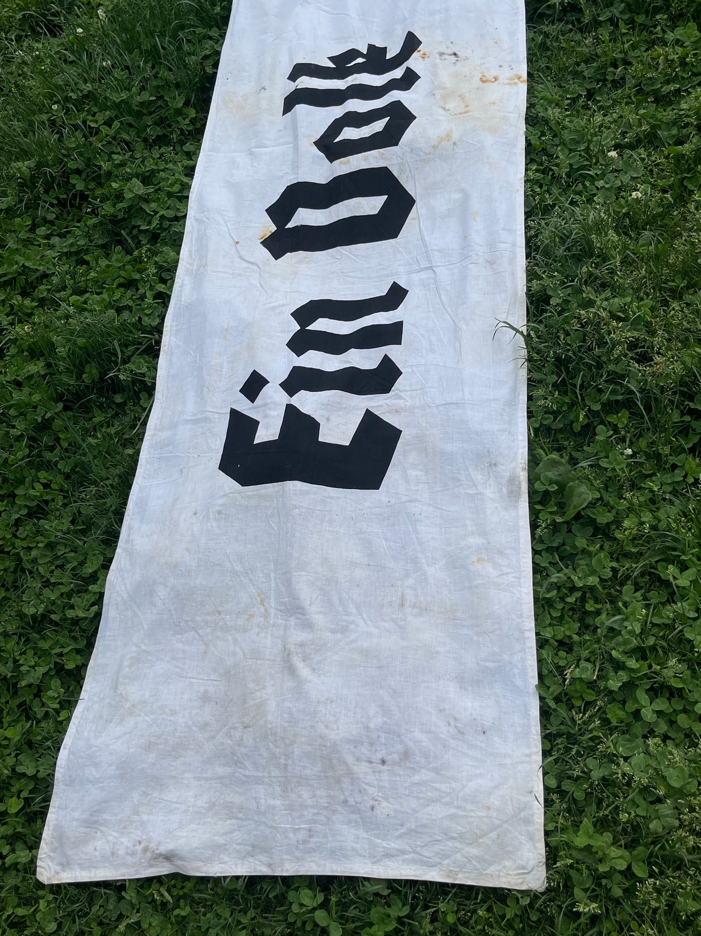 GERMAN WW2 "EIN VOLK EIN REICH EIN FUHRER" 19FTX2.5FT BUILDING FLAG/BANNER VET BRINGBACK