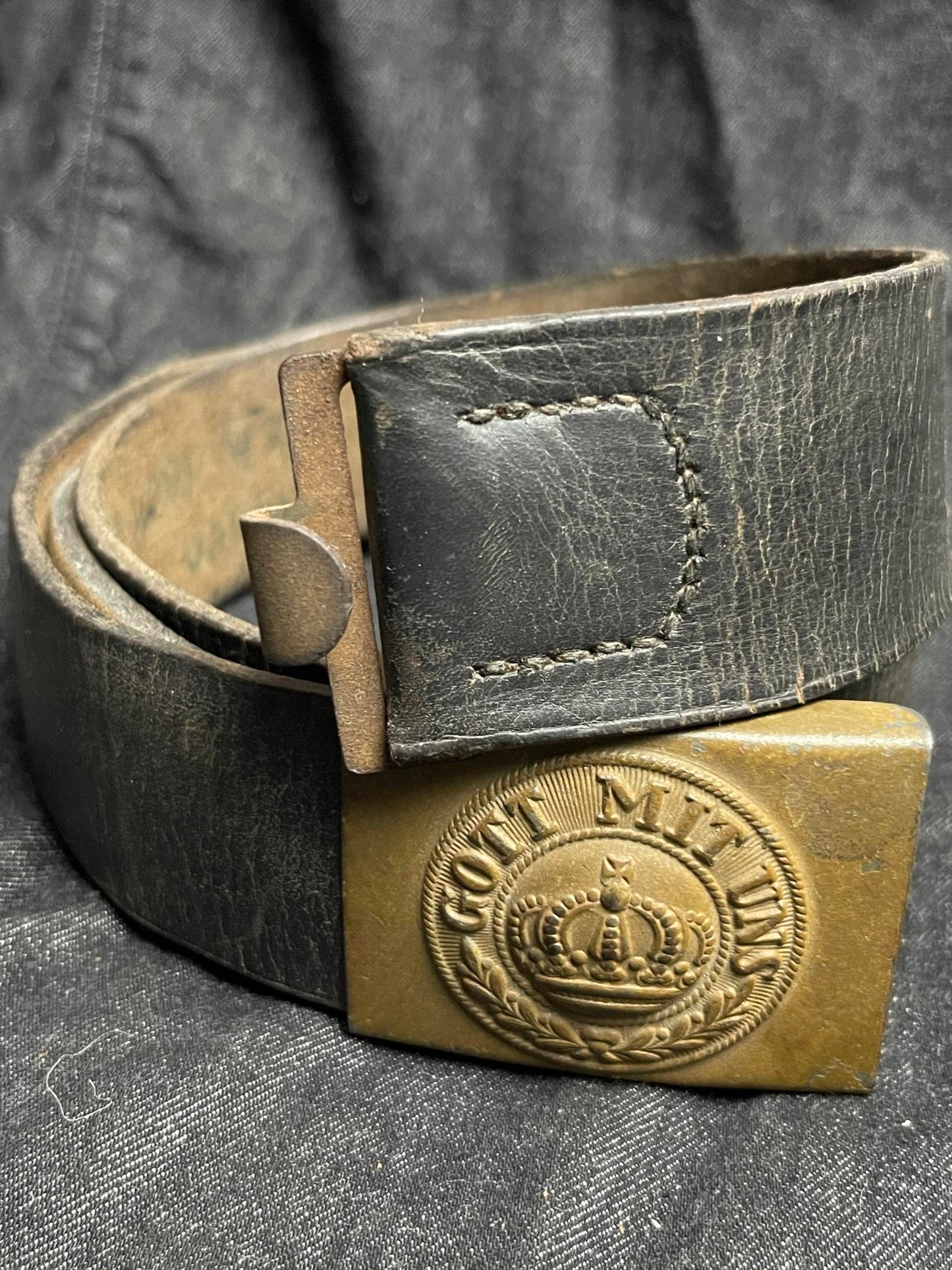 GERMAN WW1 IMPERIAL GERMAN BELT & BUCKLE NAMED W/ SOLDIERS BATTLE POEM