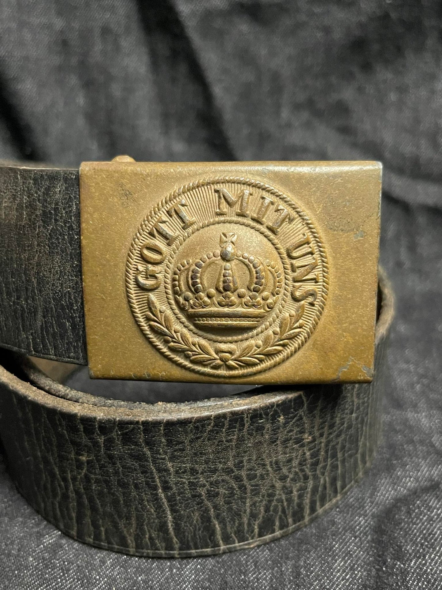 GERMAN WW1 IMPERIAL GERMAN BELT & BUCKLE NAMED W/ SOLDIERS BATTLE POEM