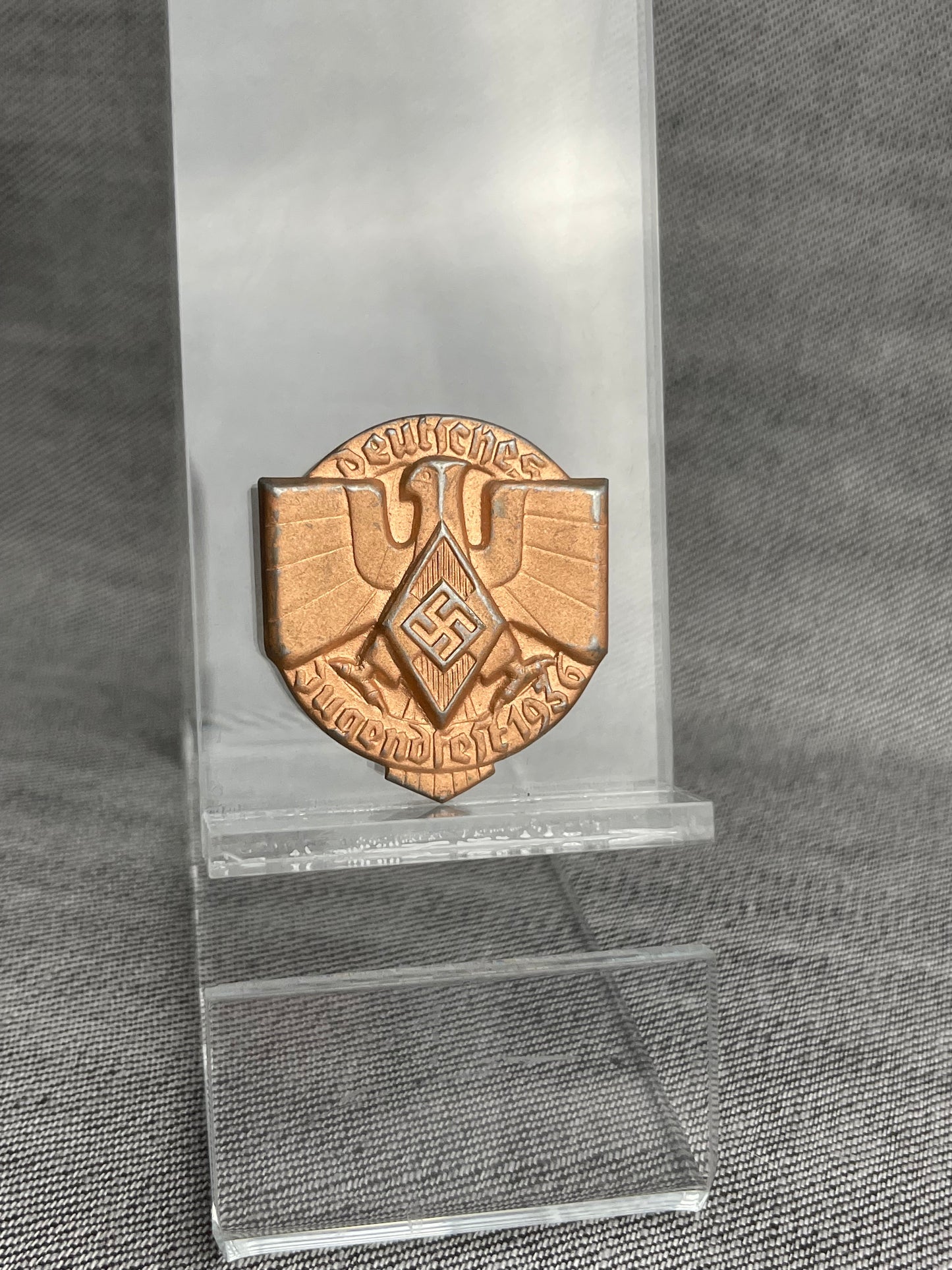 GERMAN WW2 HITLER JUGEND "DEUTSCHES JUGENDFEST 1936" BADGE/TINNIE