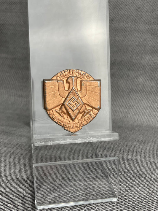 GERMAN WW2 HITLER JUGEND "DEUTSCHES JUGENDFEST 1936" BADGE/TINNIE