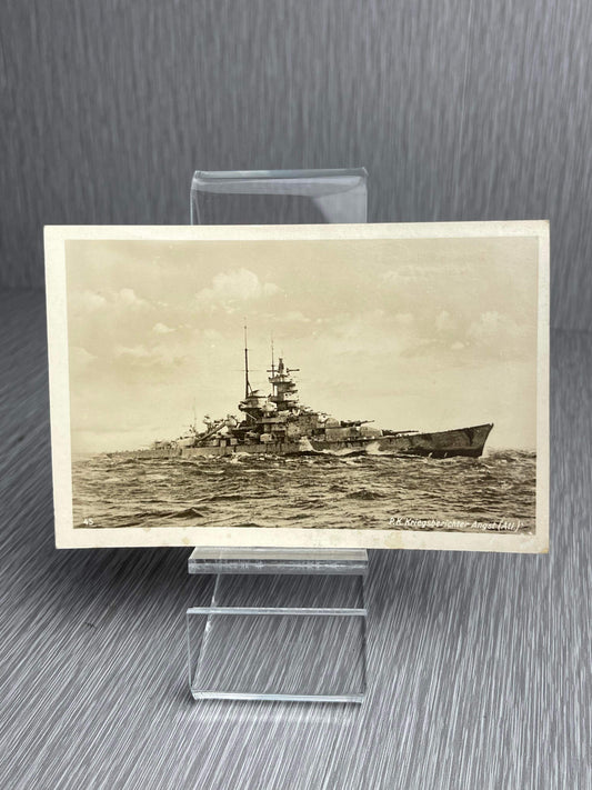 GERMAN WW2 BATTLESHIP ‘GNEISENAU’ IN HEAVY SEAS REAL PHOTO POSTCARD ‘RPPC’