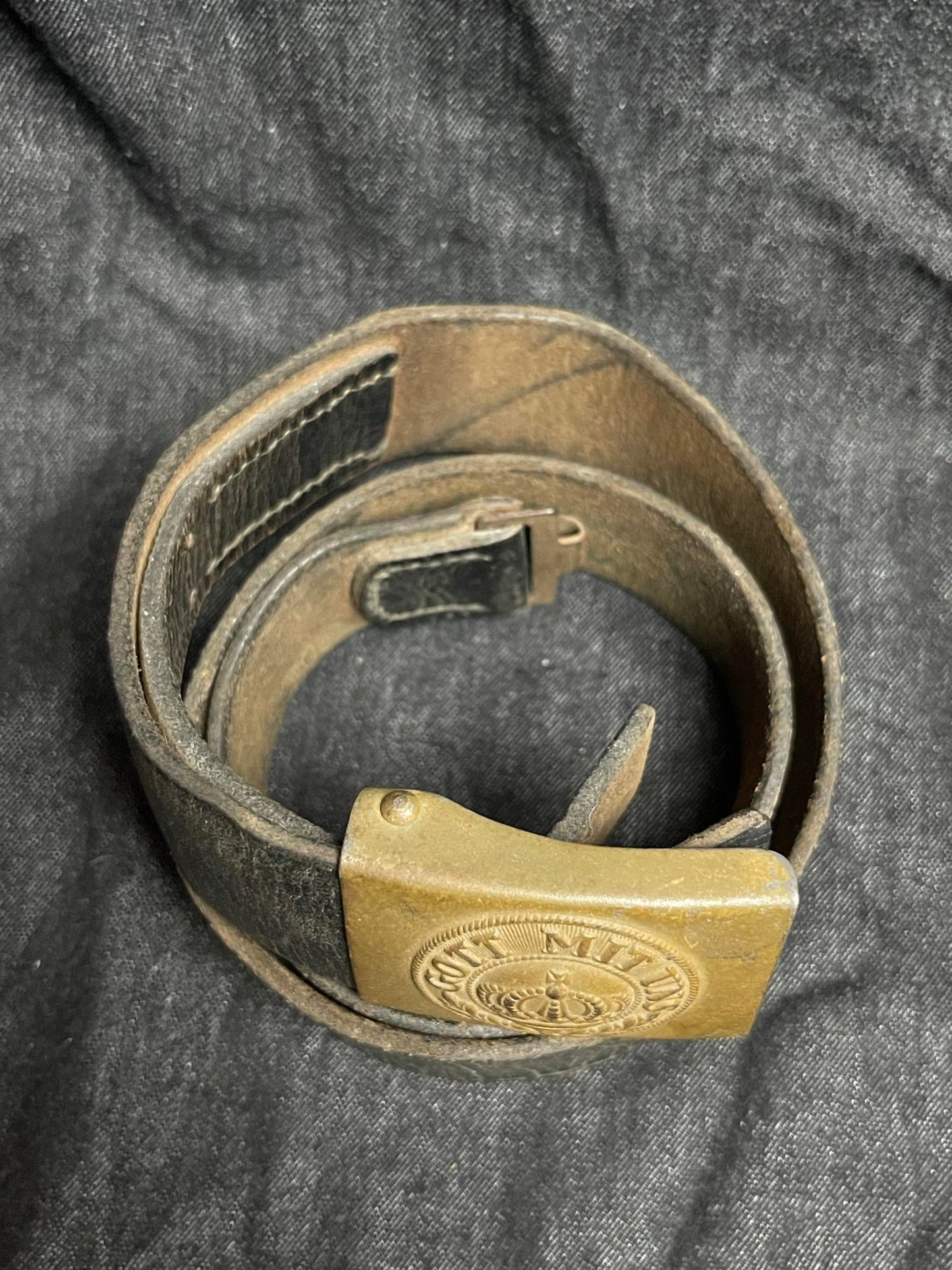 GERMAN WW1 IMPERIAL GERMAN BELT & BUCKLE NAMED W/ SOLDIERS BATTLE POEM
