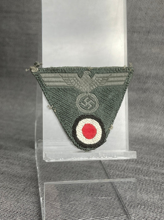 GERMAN WW2 HEER M43 CAP REMOVED BEVO TRAPEZOID EAGLE INSIGNIA EARLY TYPE