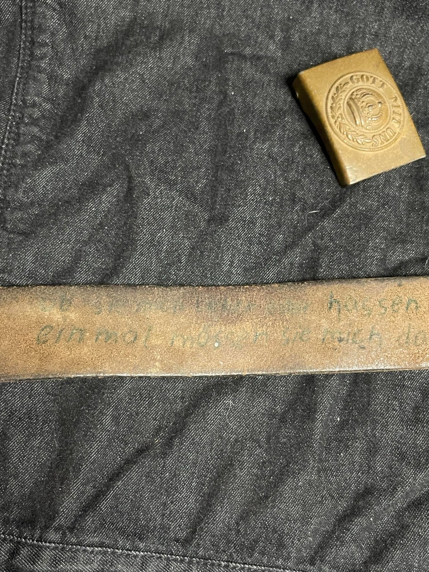 GERMAN WW1 IMPERIAL GERMAN BELT & BUCKLE NAMED W/ SOLDIERS BATTLE POEM