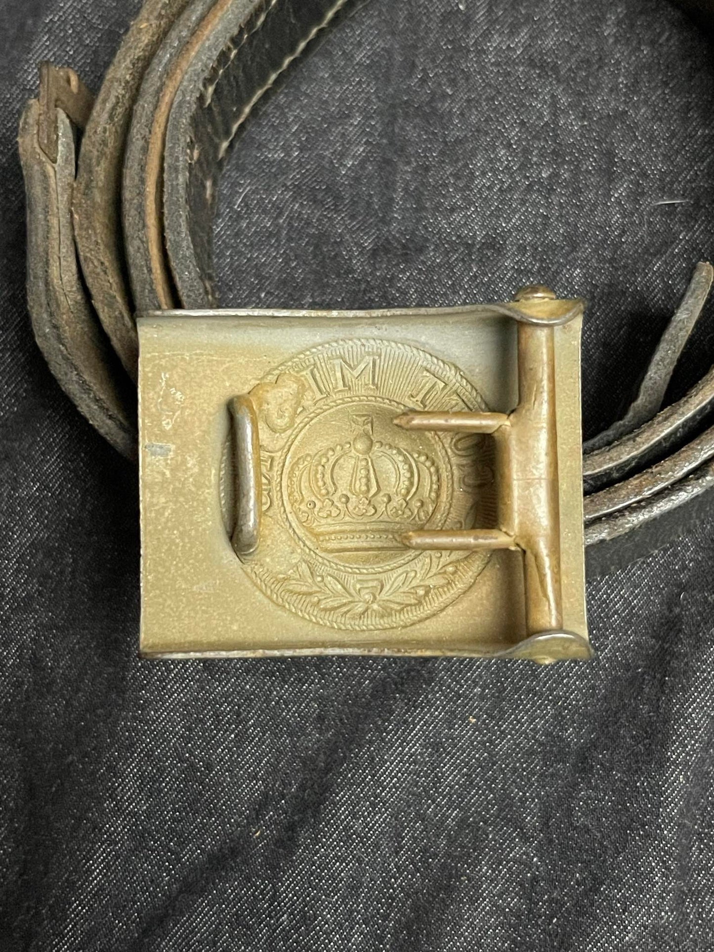 GERMAN WW1 IMPERIAL GERMAN BELT & BUCKLE NAMED W/ SOLDIERS BATTLE POEM