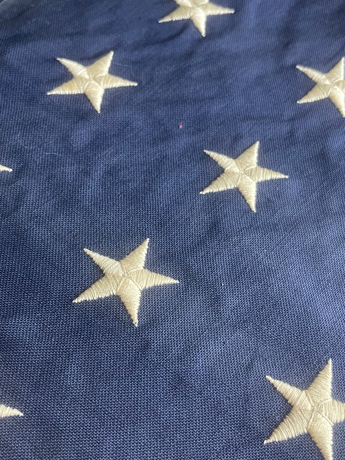 UNITED STATES WW2 EMBROIDERED 48 STAR FLAG W/ORIGINAL FLAG POLE BY BULLDOG BUNTING 4’ x 6’ EXTREMELY RARE EXAMPLE