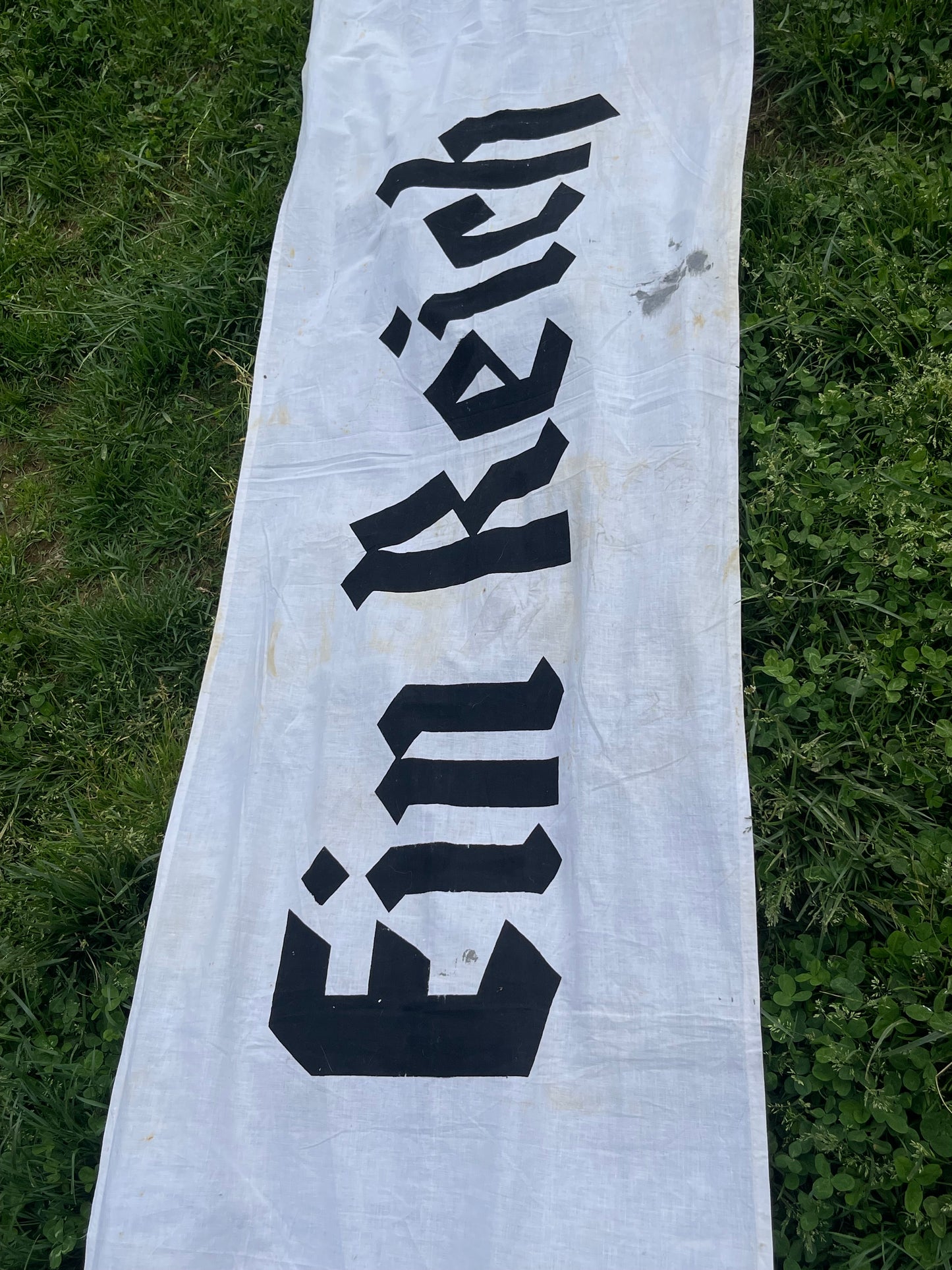 GERMAN WW2 "EIN VOLK EIN REICH EIN FUHRER" 19FTX2.5FT BUILDING FLAG/BANNER VET BRINGBACK