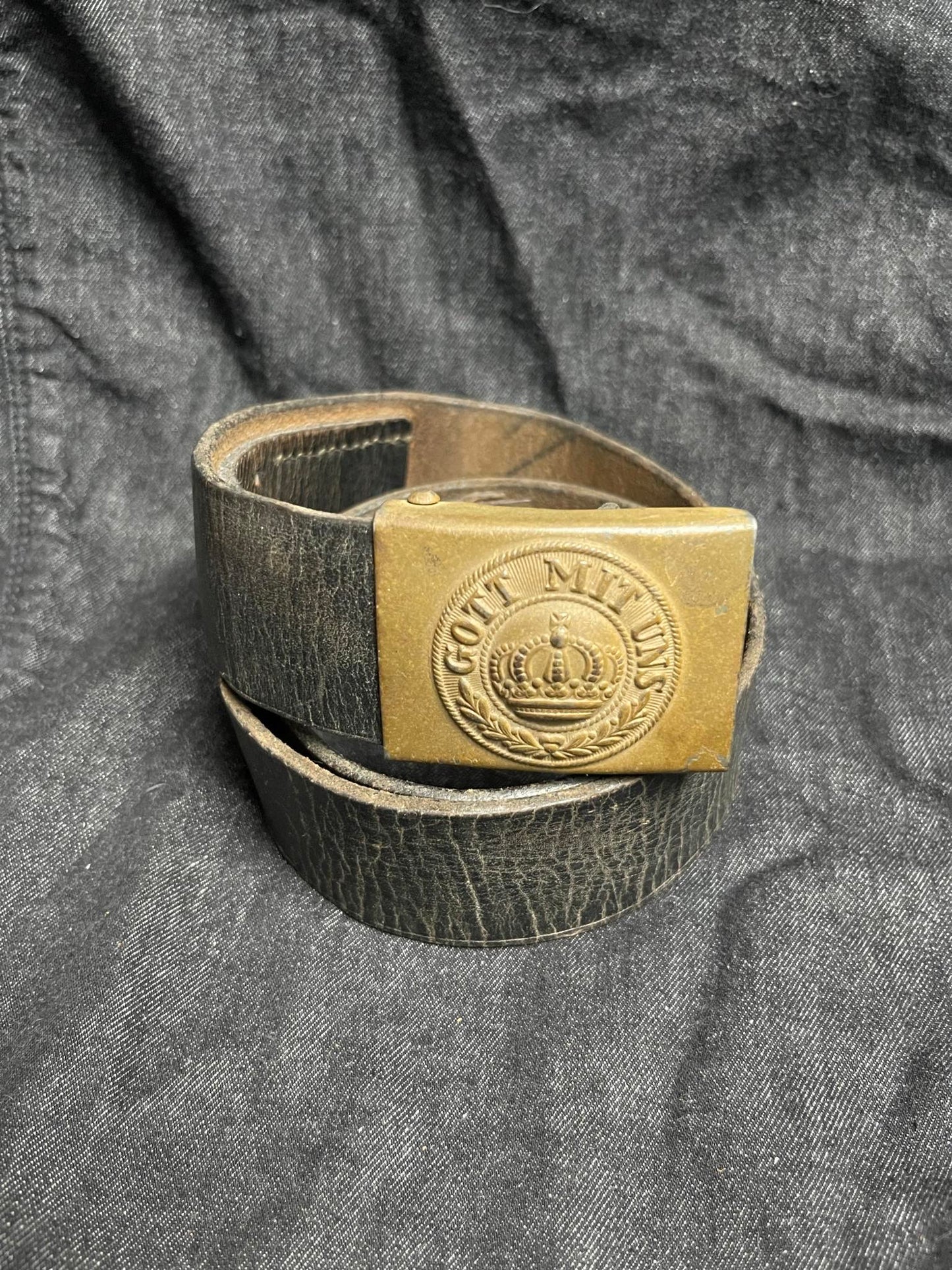 GERMAN WW1 IMPERIAL GERMAN BELT & BUCKLE NAMED W/ SOLDIERS BATTLE POEM