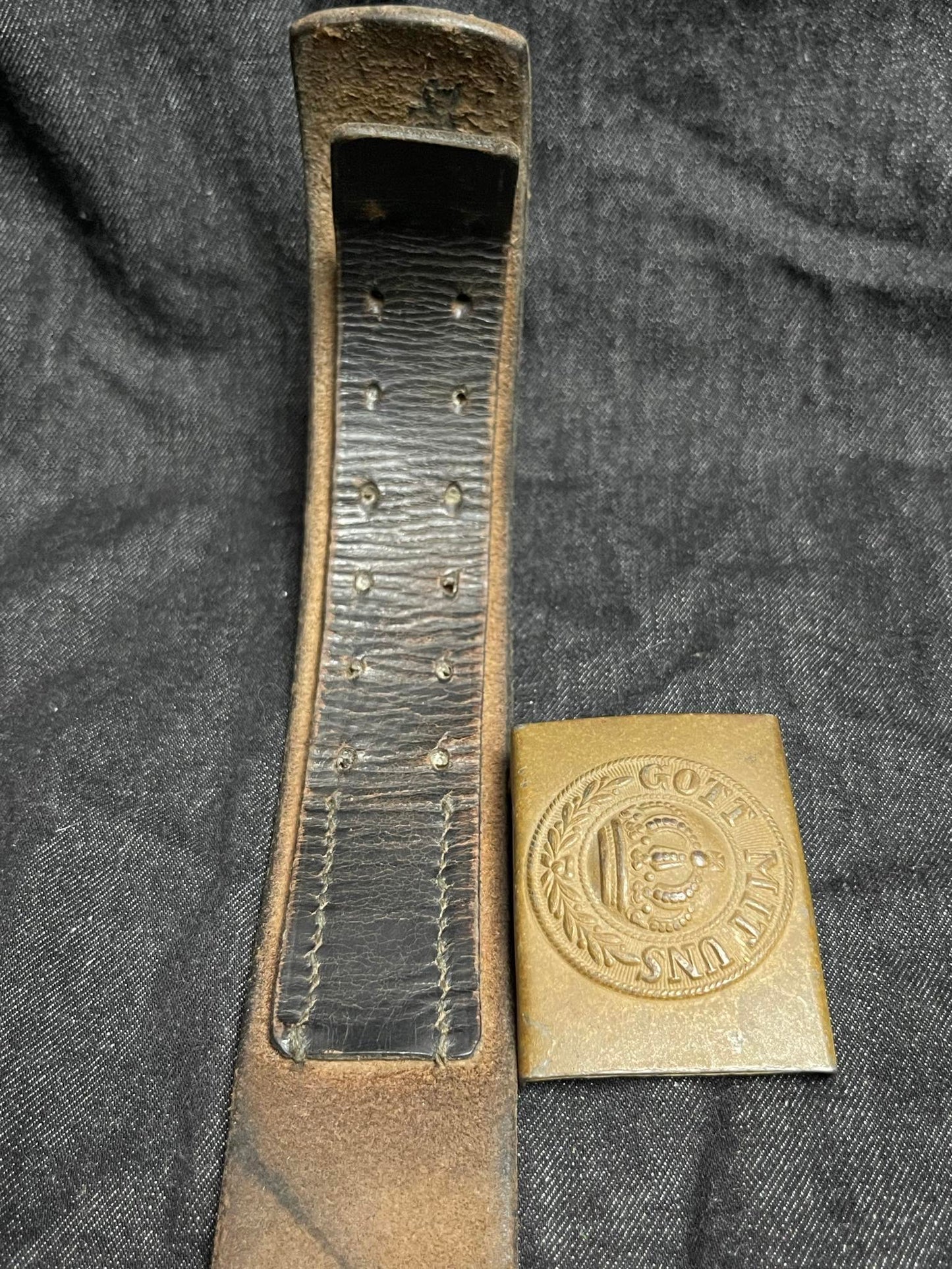 GERMAN WW1 IMPERIAL GERMAN BELT & BUCKLE NAMED W/ SOLDIERS BATTLE POEM